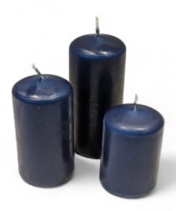Alternative view of DUNKELBLAUE Blockkerze, Durchmesser 4,8 cm Höhe 7 cm. Schönes Stearinlicht