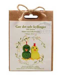 gør det selv kyllinger af pompon to forskellige en gul og en grøn