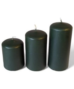 tre små mørkegrønne bloklys ø 4,8 centimeter