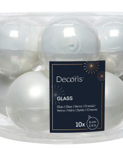 10 styk ø6 glasjulekugler emalje og mat hvide