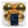 6 styk ø8 guld glasjulekugler blank og mat til juletræ