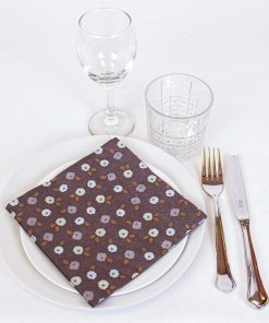 Alternative view of Servietten braun mit kleinen Blumen. 20 Stk. Mittagessen Größe 33 x 33 cm.