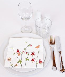 Alternative view of Servietten mit Akelei Blumen. 20 Stk. Mittagessen Größe in weiß