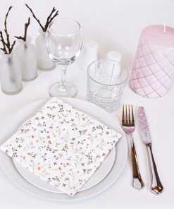 Alternative view of Lunsjservietter, hvite med små blomster. 20 stk.