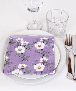 Alternative view of Servietter, blå med hvite blomster. 20 stk. Lunsj størrelse 33 x 33 cm.