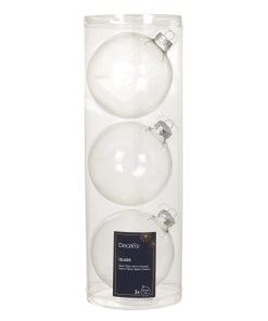 rør med 3 styk transparente glas julekugler ø10
