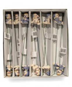 Babyfiguren auf Stab. Hellblau. Für Babyparty und Taufe 12 Stk.