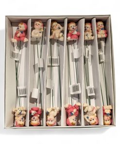 Babyfiguren am Stiel. Rosa. Für Babyparty und Taufe 12 Stk.