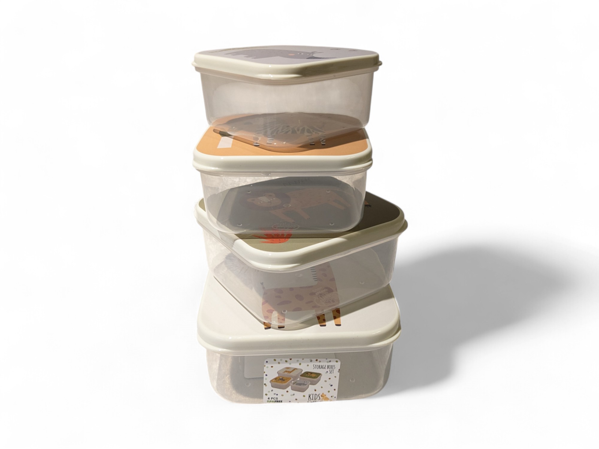 Brotdosenset für Kinder mit afrikanischen Tieren. 4 Stk. aus Plastik – Bild 2