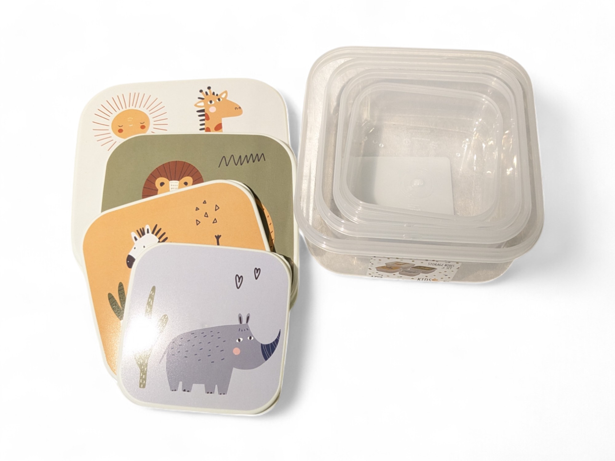Brotdosenset für Kinder mit afrikanischen Tieren. 4 Stk. aus Plastik – Bild 3