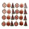 Klammern für den Adventskalender. Zahlen von 1-24 mit Weihnachtsbaum, Geschenk und Kranz