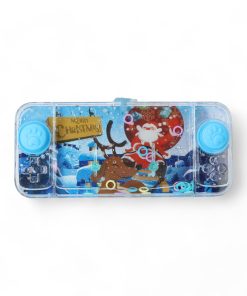 Wasserspiel mit Weihnachtsthema. Blau mit dem Weihnachtsmann und Rudolf.