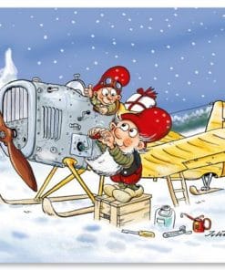 Juleservietter med nissen julius ved flyvemaskine 20 stk.