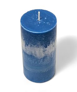 Blockkerze, reines Stearin. AZURBLAUE Stearinkerze 6 x 12 cm.