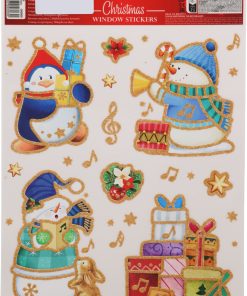 Window stickers, jule vinyl klistremerker med snømenn og pingvin