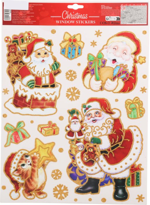 Fensteraufkleber, Weihnachts-Vinylaufkleber mit fröhlichen Weihnachtsmännern