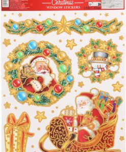 Fensteraufkleber, Weihnachts-Vinylaufkleber mit Kränzen und Schlitten