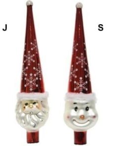 Spir til juletretopp med snømann, glass 30 cm. lang. Flott juletrepynt