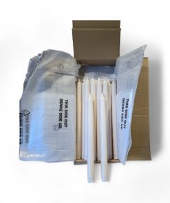 kasse med 20 styk elfenbensfarvede kronelys på 30 centimeter