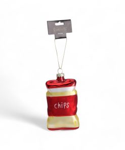 julekuglefigur i glas som chips pose med højden 10,5 centimeter