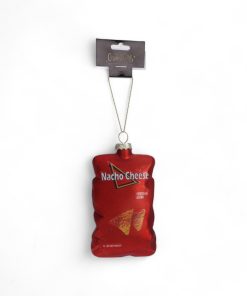 Weihnachtskugelfigur aus Glas als Nachos-Tüte Höhe 10,5 cm.