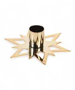 Lysestake gullfarget stjerne til stakelys. 11 cm.