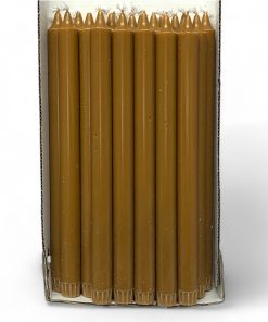 pakke med 20 styk karamel brune kronelys 30 centimeter i 100% ren stearin til lysestager