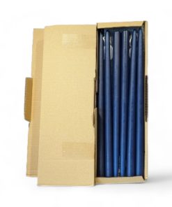 Stakelys BLÅ. Dyppede stearinlys 40 cm. Kasse á 12 stk.