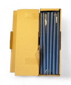 Stakelys KLASSISK BLÅ. Dyppede stearinlys 40 cm. Kasse á 12 stk.