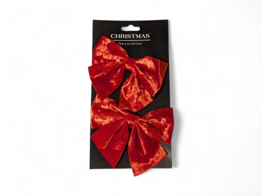 Rote Weihnachtsschleifen aus Velours. Vorgefaltet. 2 Stk.