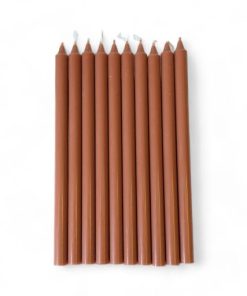 10 styk mørk nude kertelys ø1,2 centimeter er elegante stearinlys til fester