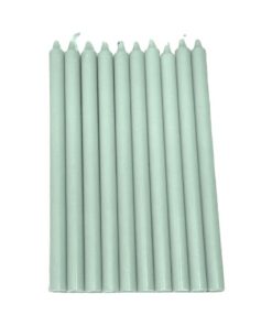 Dünne Kerzen, HELLES STAUBGRÜN durchgefärbt 20 cm. Stabkerzen Ø 1,2 cm.
