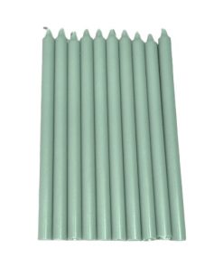 10 styk mosgrønne kertelys på 20 centimeter er elegante stearinlys til fester