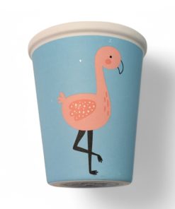 krus i melamin med flamingo