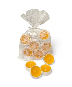 Teelichter, GELB in weißem Plastikbecher. Beutel mit 20 Stück.