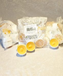 Teelichter, GELB in weißem Plastikbecher. ANGEBOT 3 Beutel à 20 Stk.