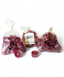 Teelichter, BORDEAUX in klarem Plastikbecher. ANGEBOT 3 Beutel à 20 Stk.= 60 Stk.