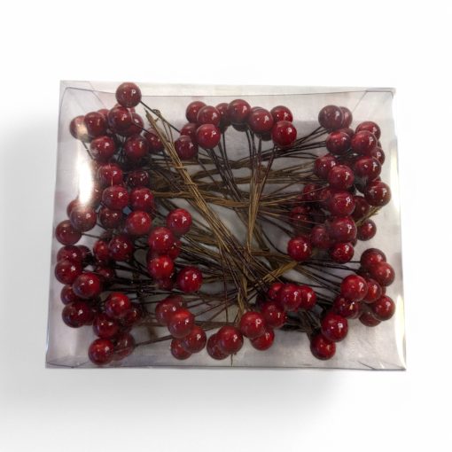 Beerenstängel aus Schaumstoff auf Draht. Rot 10 cm. 160 Stk.
