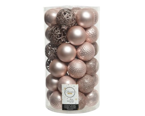 Plast julekuler til juletreet ROSA 37 stk. Ø6 cm. - juletrepynt