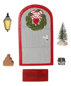 Wichteltür mit Zubehör, grau, Set mit 6 Teilen. Passt zu Wichtellandschaften