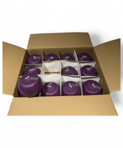 12 styk runde kuglelys med flad top i adventslilla på 10 centimeter