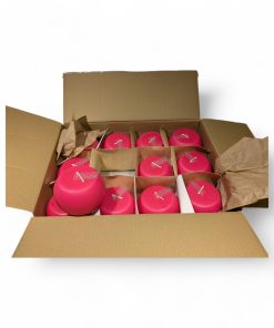 12 styk runde kuglelys med flad top i pink på 10 centimeter