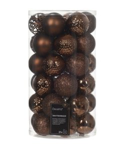 Plast julekuler til juletreet ESPRESSO BRUN 37 stk. Ø6 cm. - juletrepynt