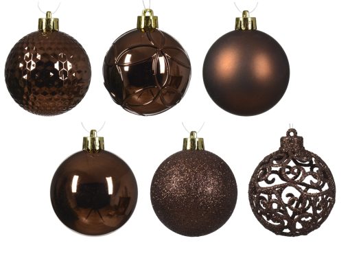 Plast julekuler til juletreet ESPRESSO BRUN 37 stk. Ø6 cm. - juletrepynt - Bilde 2