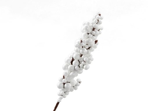 Beerenstängel auf Stab für Dekorationen. Weiß. 17 cm. 12 Stück.