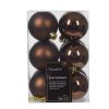 ekspresso brune plastik julekugler 12 styk med 6 matte og 6 blanke ø6