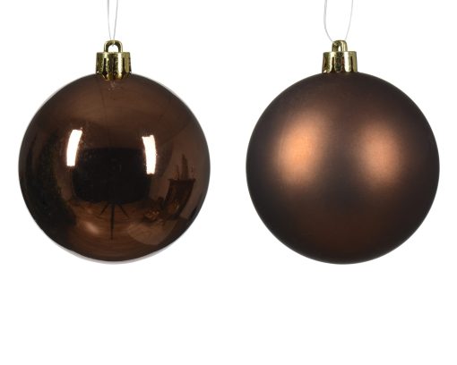 Plast julekuler ESPRESSO BRUN Ø 6 cm. Matt og blank 12 stk. til juletre - Bilde 2