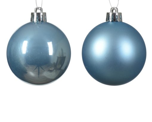 Plastik-Weihnachtskugeln BLAU Ø 6 cm. Matt und glänzend 12 Stk. für Weihnachtsbaum – Bild 2