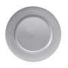 Teller für Dekorationen und Kerzen, SILBER Glitzer Ø 20 cm, Plastik