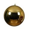 stor julekugle i plastik diameter 20 centimeter blank guld overflade